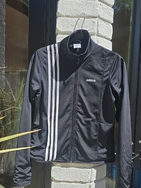 adidas Black Jacket with White Stripes